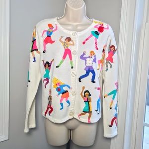 Vintage Michael Simon Go Go Dancers Cardigan Sweater ~ Women’s Medium